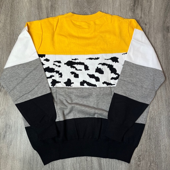 OnlyPuff Women Knitted Sweater Striped Long-Sleeve Leopard Pullover Top - Picture 8 of 10